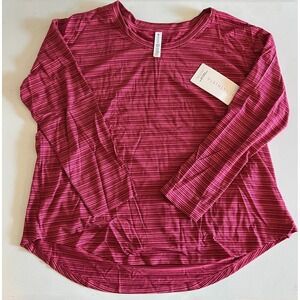 Athleta Womens Top Cloudlight Stratus‎ Striped Pink Long Sleeve Size 1X NEW